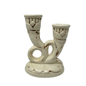 Red Wing Art Pottery Magnolia Double Candle Holder #680 Vintage USA 5.5" Tall